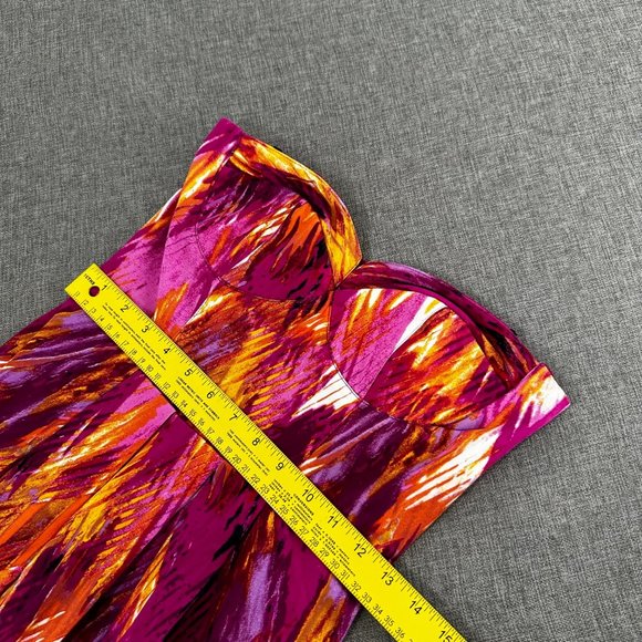 Bisou Bisou Michele Bohbot Strapless Dress Size 4 Cotton Spandex Purple Yellow - Picture 10 of 14